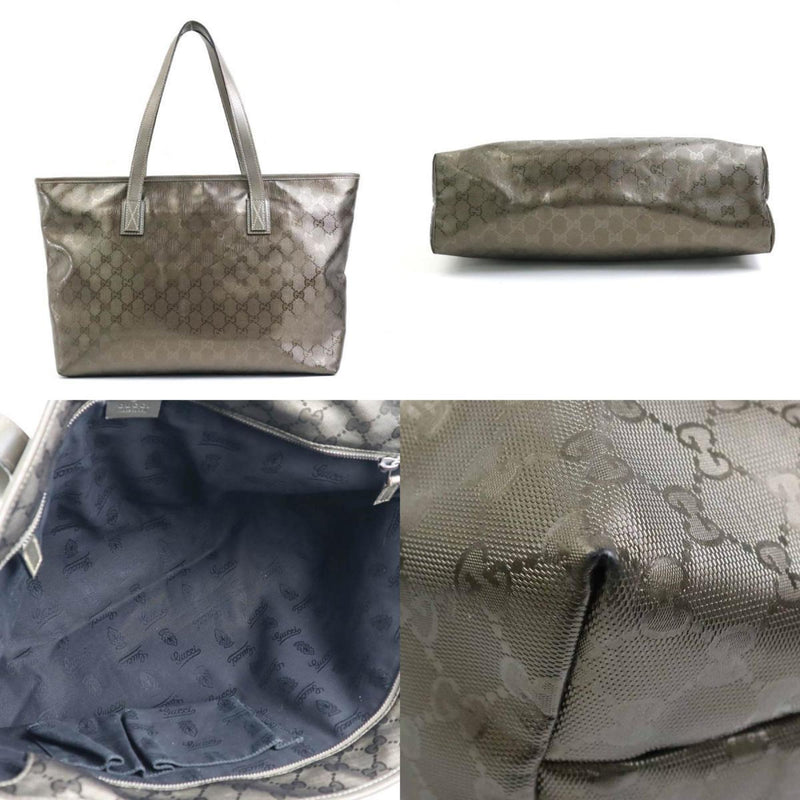 Gucci Gg Imprimé Khaki Canvas Tote Bag (Pre-Owned)