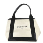 Balenciaga Navy Cabas Ecru Canvas Tote Bag (Pre-Owned)