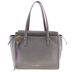 Salvatore Ferragamo Amy Grey Leather Shoulder Bag (Pre-Owned)