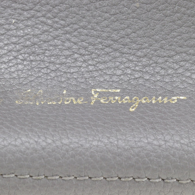 Salvatore Ferragamo Amy Grey Leather Shoulder Bag (Pre-Owned)