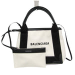 Balenciaga Navy Beige Canvas Handbag (Pre-Owned)