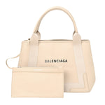 Balenciaga Navy Cabas Beige Leather Tote Bag (Pre-Owned)