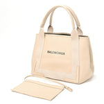 Balenciaga Navy Cabas Beige Leather Tote Bag (Pre-Owned)