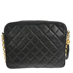 Chanel Diana Black Leather Shoulder Bag (Pre-Owned)