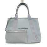 Balenciaga Navy Cabas Grey Leather Tote Bag (Pre-Owned)