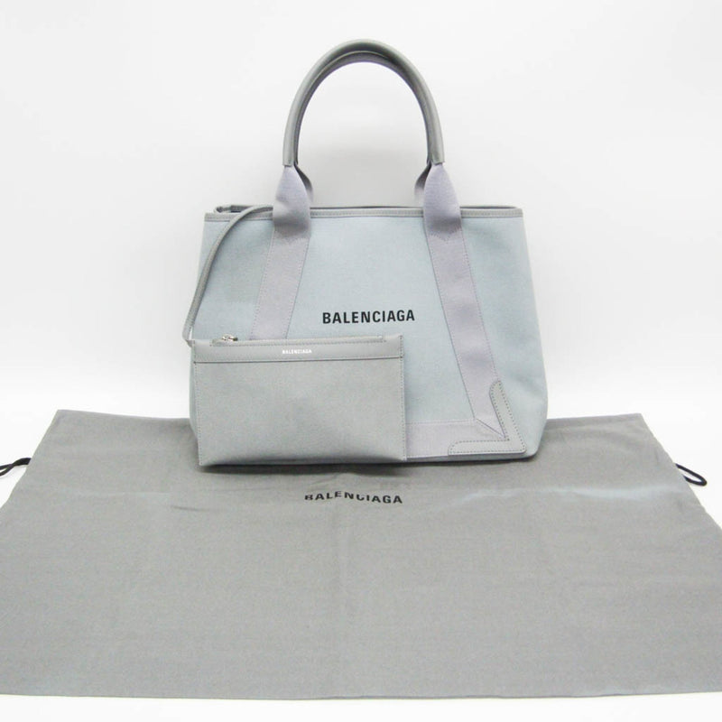 Balenciaga Navy Cabas Grey Leather Tote Bag (Pre-Owned)