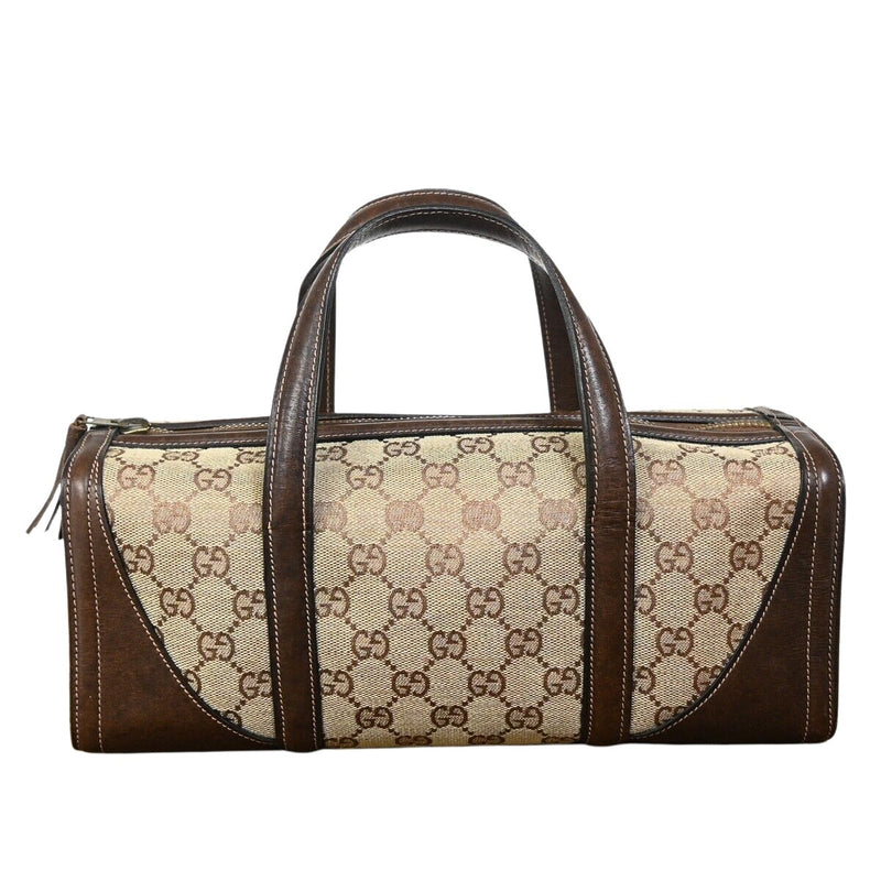 Gucci Sherry Brown Canvas Handbag (Pre-Owned)