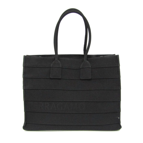 Salvatore Ferragamo Black Canvas Tote Bag (Pre-Owned)