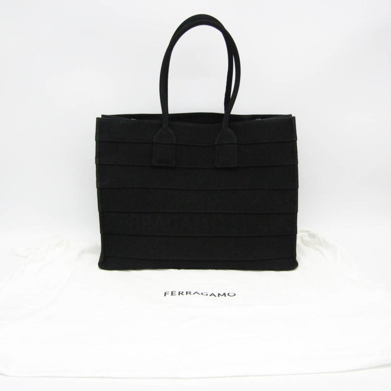 Salvatore Ferragamo Black Canvas Tote Bag (Pre-Owned)