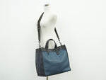 Coach Field Blue Leather Handbag (Pre-Owned)