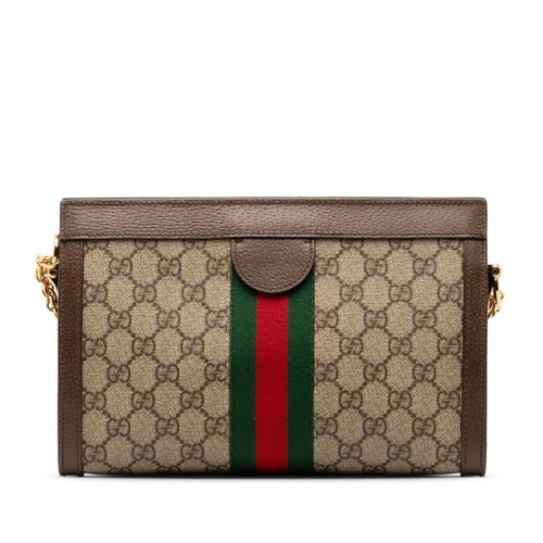 Gucci Ophidia Beige Canvas Shoulder Bag (Pre-Owned)