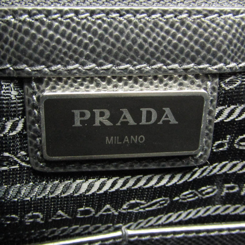 Prada Saffiano Black Leather Shoulder Bag (Pre-Owned)