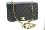 Chanel Full Flap Black Leather Shoulder Bag (Pre-Owned)