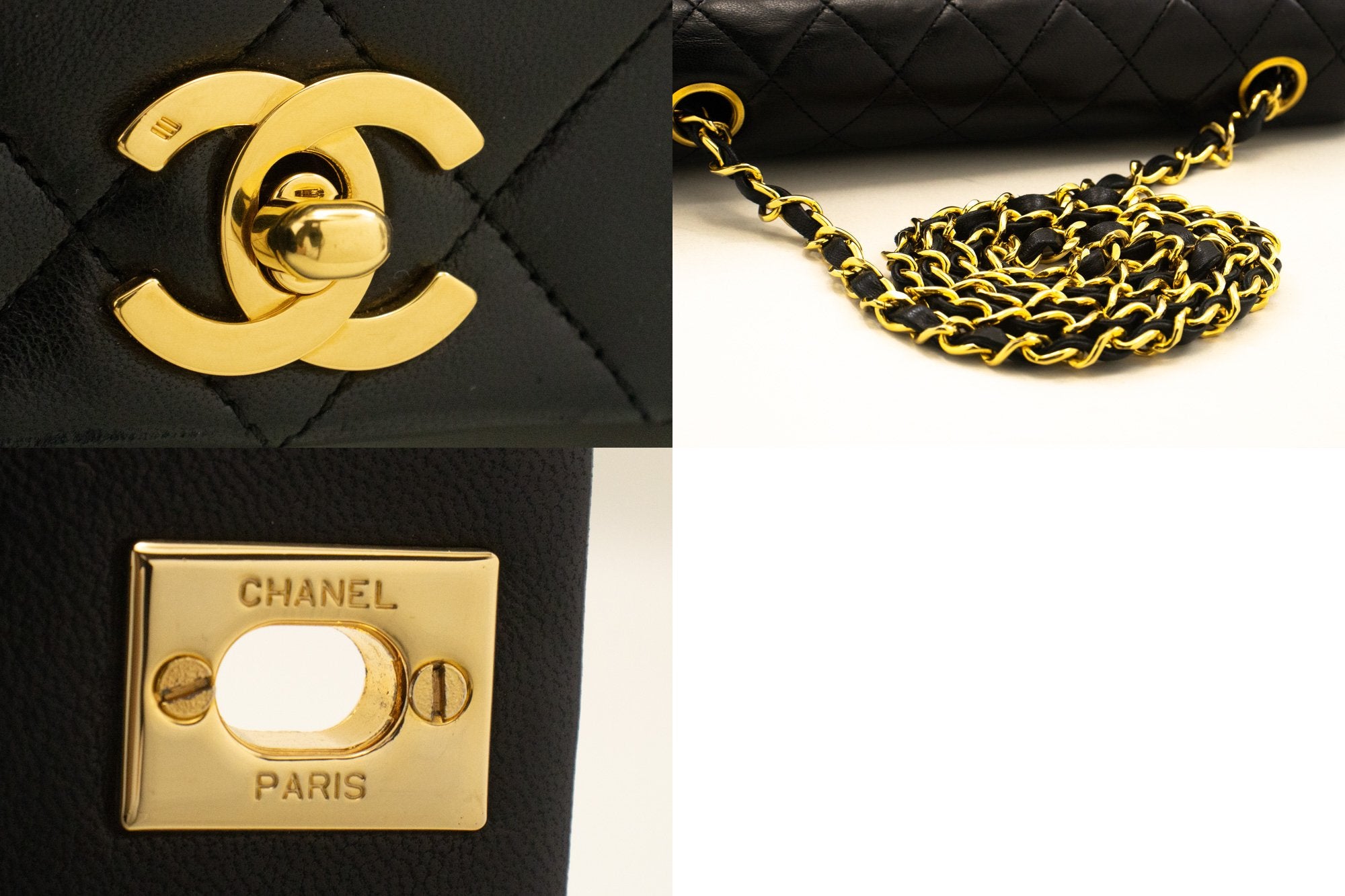 Chanel Full Flap Black Leather Shoulder Bag (Pre-Owned)