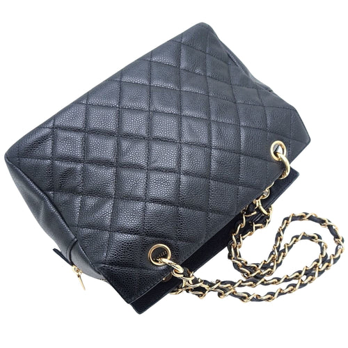 Chanel Shopping Black Leather Shoulder Bag (Pre-Owned)