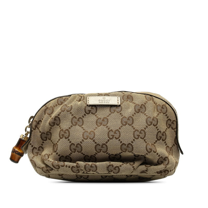 Gucci Bamboo Beige Canvas Clutch Bag (Pre-Owned)