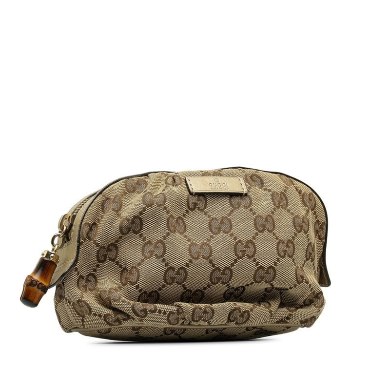 Gucci Bamboo Beige Canvas Clutch Bag (Pre-Owned)