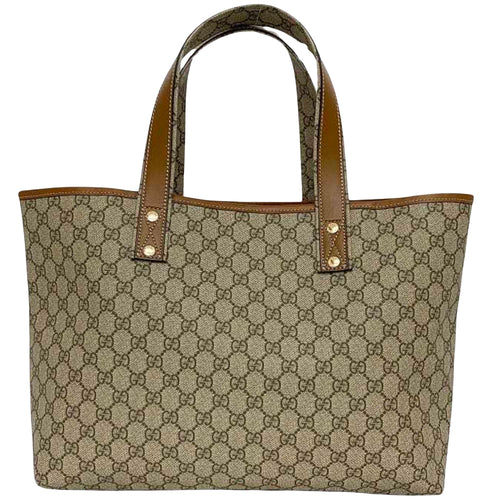 Gucci Gg Supreme Beige Canvas Tote Bag (Pre-Owned)