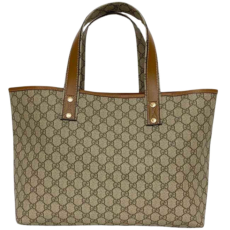 Gucci Gg Supreme Beige Canvas Tote Bag (Pre-Owned)