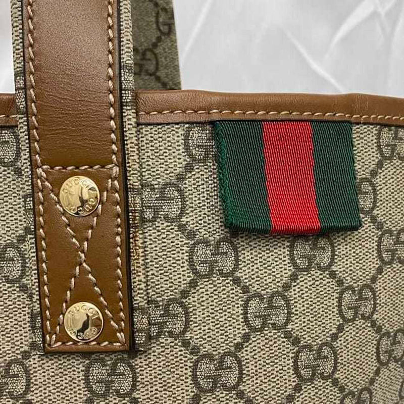 Gucci Gg Supreme Beige Canvas Tote Bag (Pre-Owned)