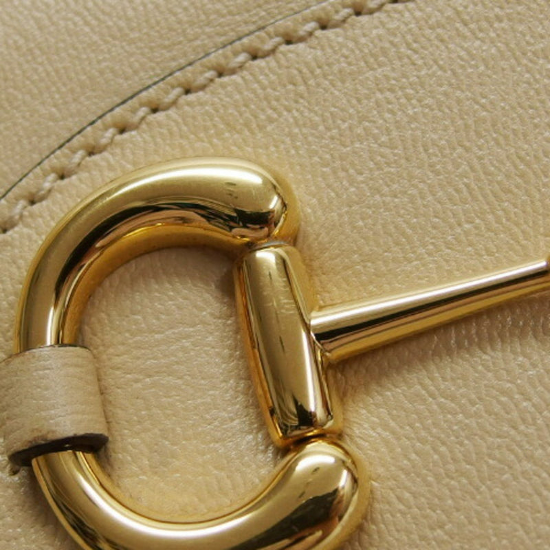 Gucci Horsebit Beige Leather Tote Bag (Pre-Owned)