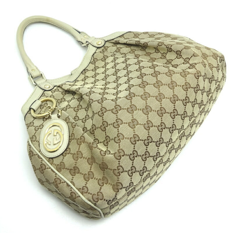 Gucci Sukey Beige Canvas Tote Bag (Pre-Owned)