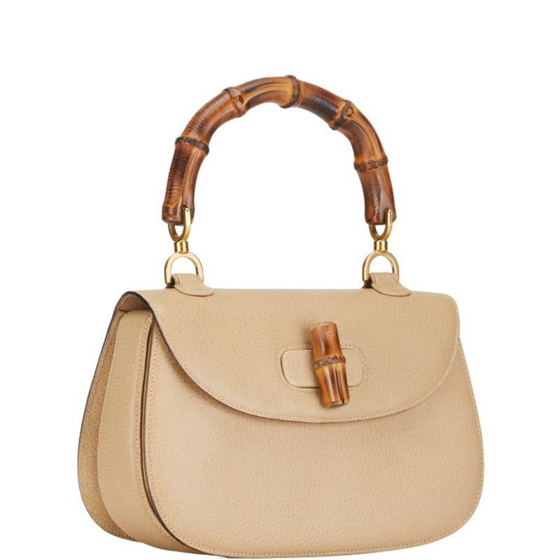 Gucci Bamboo Beige Leather Handbag (Pre-Owned)