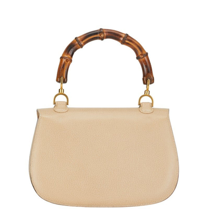 Gucci Bamboo Beige Leather Handbag (Pre-Owned)