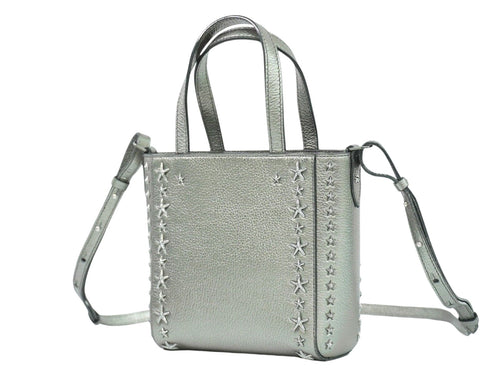 Jimmy Choo Star Studs Silver Leather Handbag (Pre-Owned)