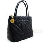 Chanel Medaillon Black Leather Tote Bag (Pre-Owned)