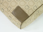 Salvatore Ferragamo Gancini Beige Canvas Tote Bag (Pre-Owned)