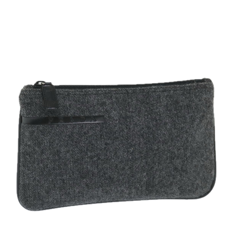 Prada Silver Wool Clutch Bag (Pre-Owned)