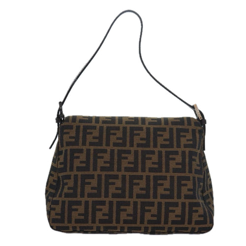 Fendi Mamma Baguette Brown Canvas Shoulder Bag (Pre-Owned)