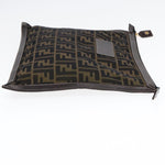 Fendi Zucca Brown Canvas Clutch Bag (Pre-Owned)