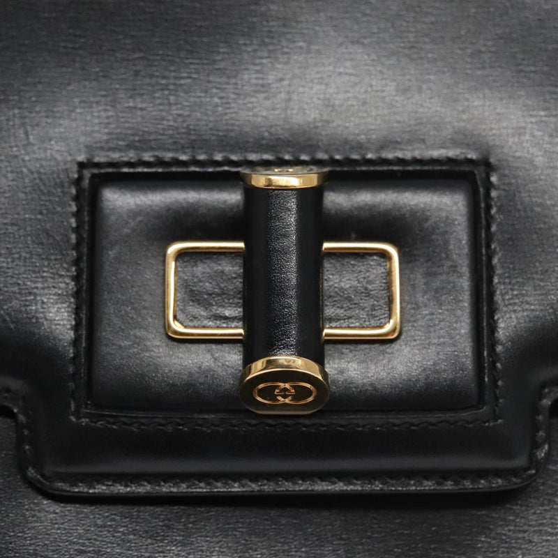 Gucci Bamboo Black Leather Shoulder Bag (Pre-Owned)