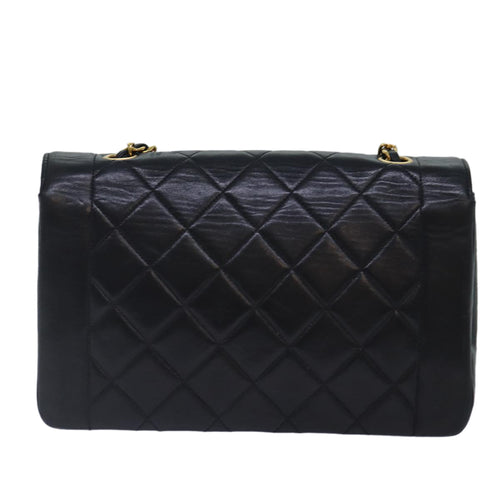 Chanel Diana Black Leather Shoulder Bag (Pre-Owned)