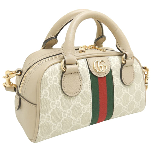 Gucci Ophidia Beige Canvas Handbag (Pre-Owned)