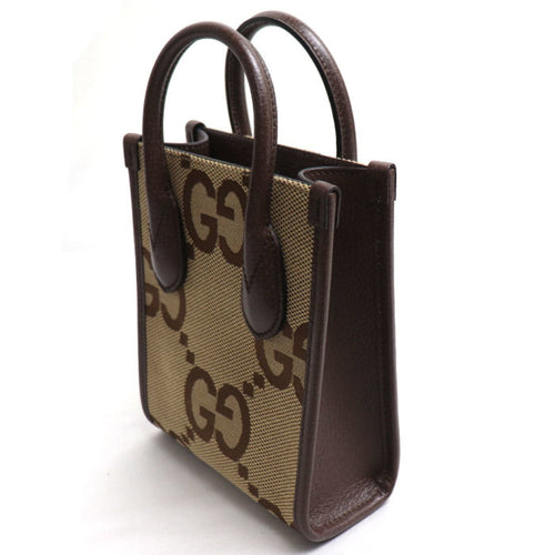 Gucci Gg Jumbo Beige Canvas Handbag (Pre-Owned)