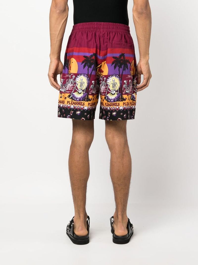 Pleasures Men's Shorts Bordeaux