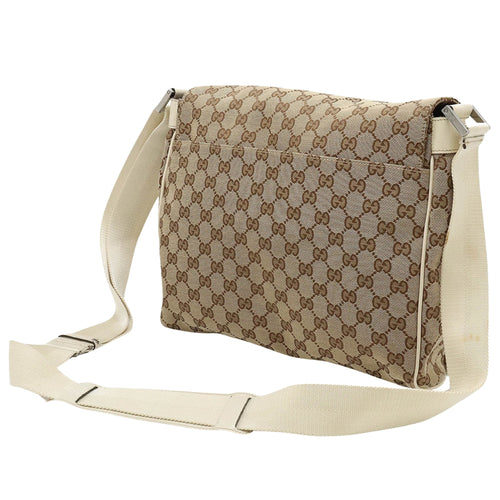 Gucci Gg Canvas Beige Canvas Shoulder Bag (Pre-Owned)