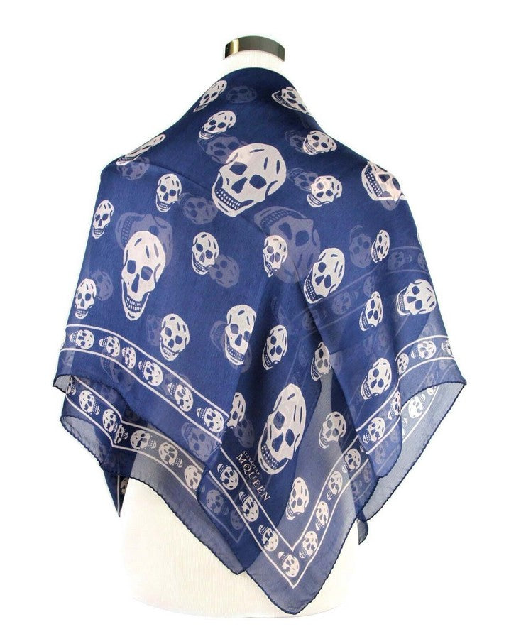 Pink and Blue Skull Alexander McQueen Scarf Clutch II (MADE FROM