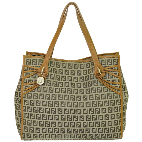 Fendi Zucchino Brown Canvas Tote Bag (Pre-Owned)