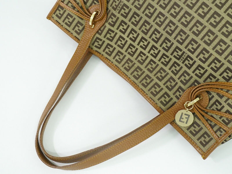 Fendi Zucchino Brown Canvas Tote Bag (Pre-Owned)