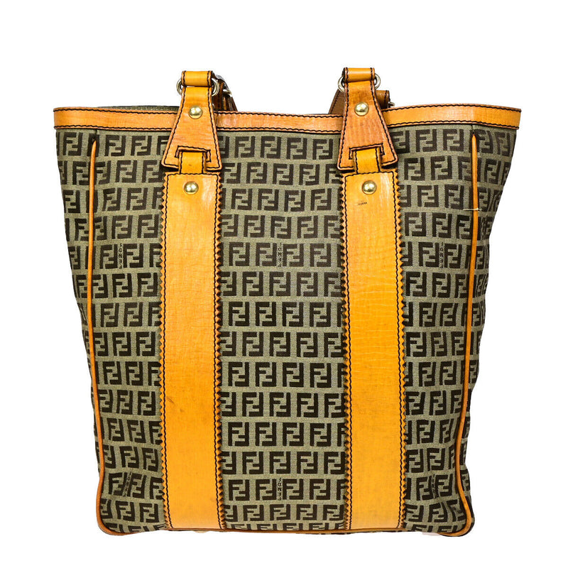 Fendi Zucchino Brown Canvas Tote Bag (Pre-Owned)