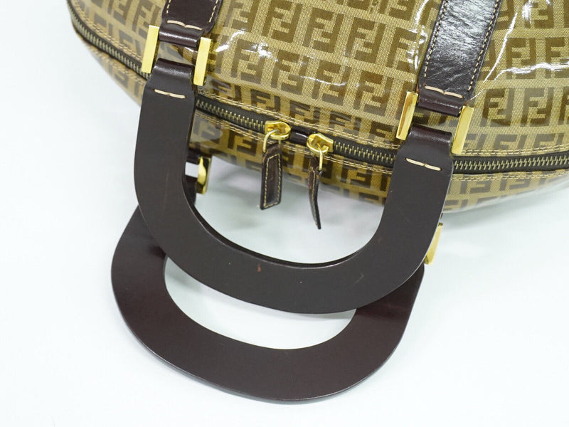 Fendi Zucchino Brown Canvas Handbag (Pre-Owned)