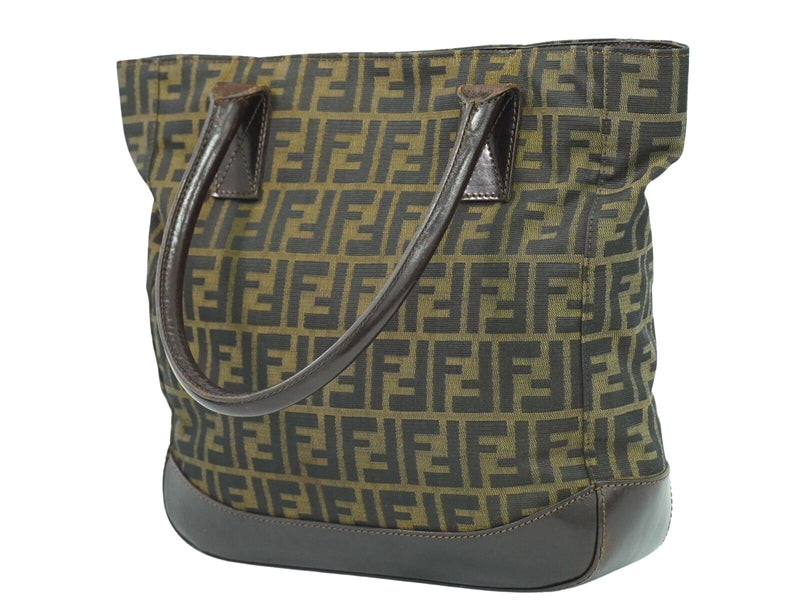 Fendi Zucca Black Canvas Handbag (Pre-Owned)