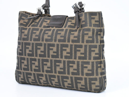 Fendi Zucca Brown Canvas Tote Bag (Pre-Owned)