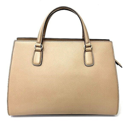 Gucci Interlocking Beige Leather Shoulder Bag (Pre-Owned)