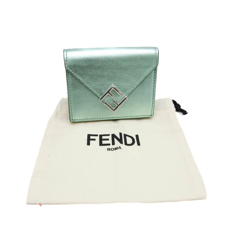 Fendi Ff Green Leather Wallet  (Pre-Owned)