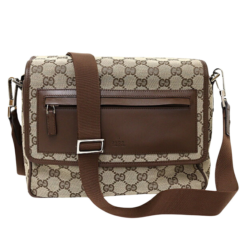 Gucci Gg Canvas Beige Canvas Shoulder Bag (Pre-Owned)